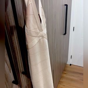 Bebe cream/pearl like dress size small